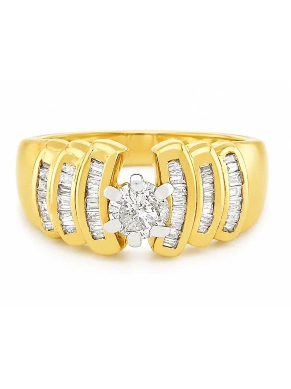 Genuine 1.28 Cts Engagement Diamonds Ring 14k Gold